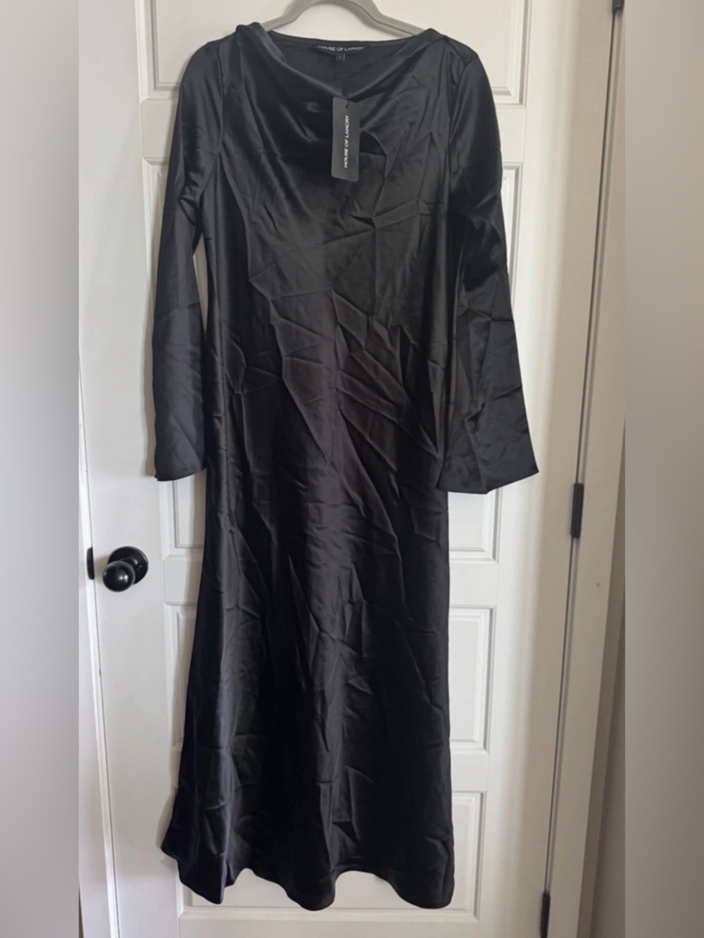 House Of Lancry Women’s Black Long Sleeve Satin Dress Size M
